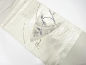 引箔螺鈿　枝花模様　名古屋帯